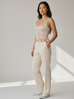 B.O.G Collective NWT satin champagne ruched bustier crop bohemian top size small